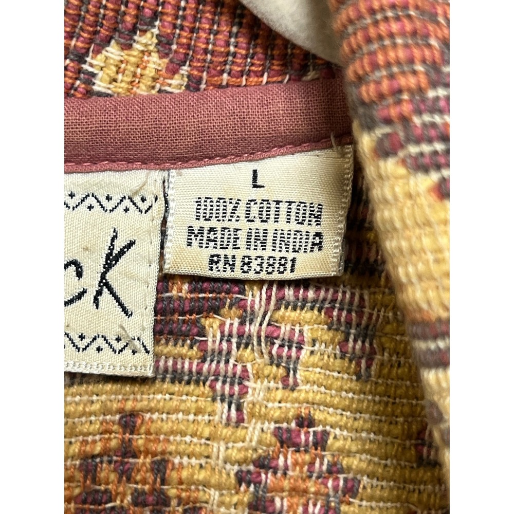 Flashback Vintage Southwestern Tapestry Jacket Cropped Woven Cotton Orange L - Picture 7 of 12